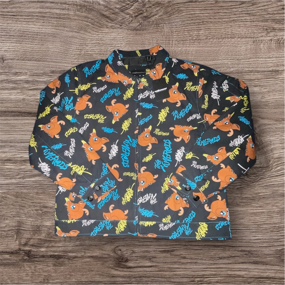The Hundreds All over print baby deer black and blue jacket Sz Large NWT